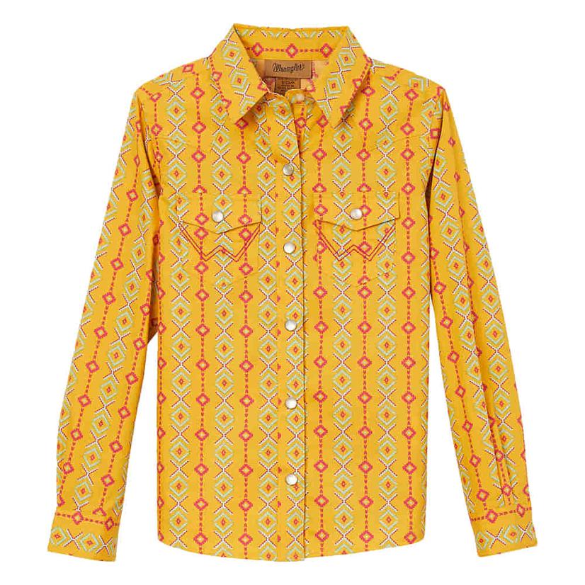  Wrangler Western Yellow Print Long Sleeve Girl's Shirt