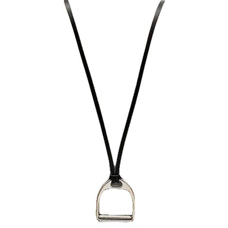 Lilo Collections Black and Silver Sally Grande Big Stirrup Necklace