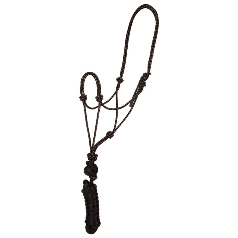 Mustang Economy Mountain Rope Halter with Lead BLACK/TAN