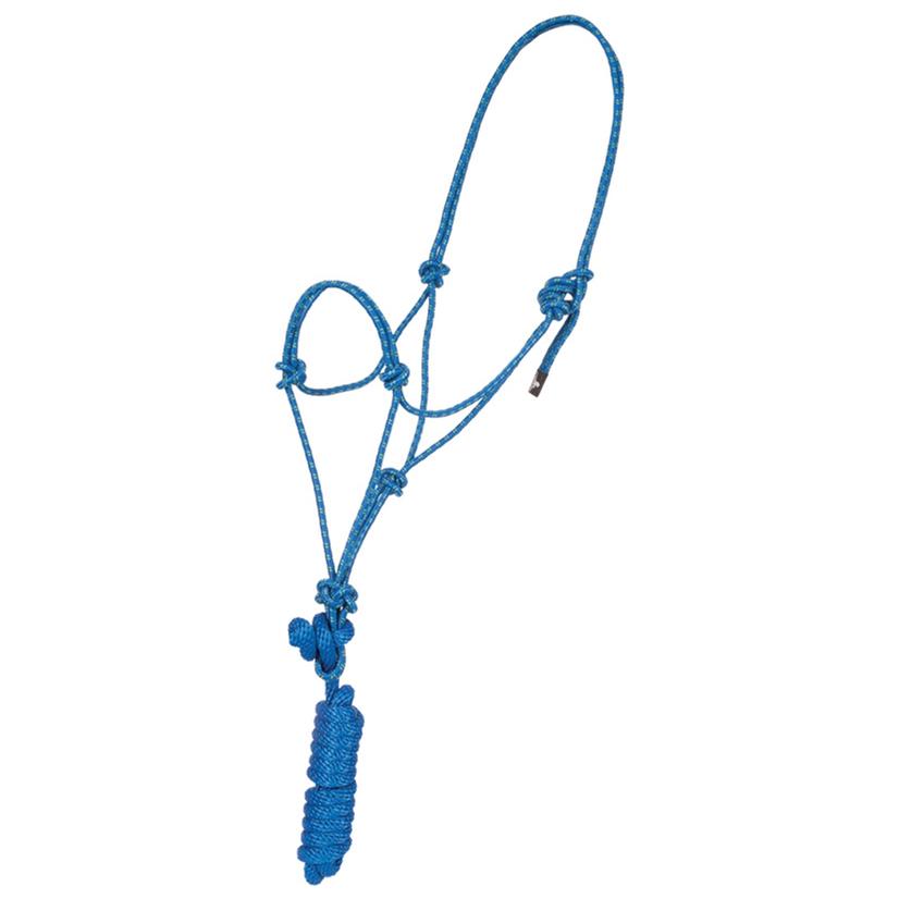 Mustang Economy Mountain Rope Halter with Lead BLUE/LIME