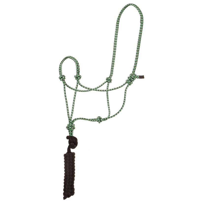 Mustang Economy Mountain Rope Halter with Lead LIME/BLACK