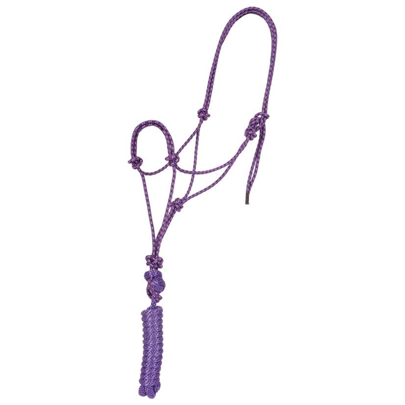Mustang Economy Mountain Rope Halter with Lead PURP/BK/HP