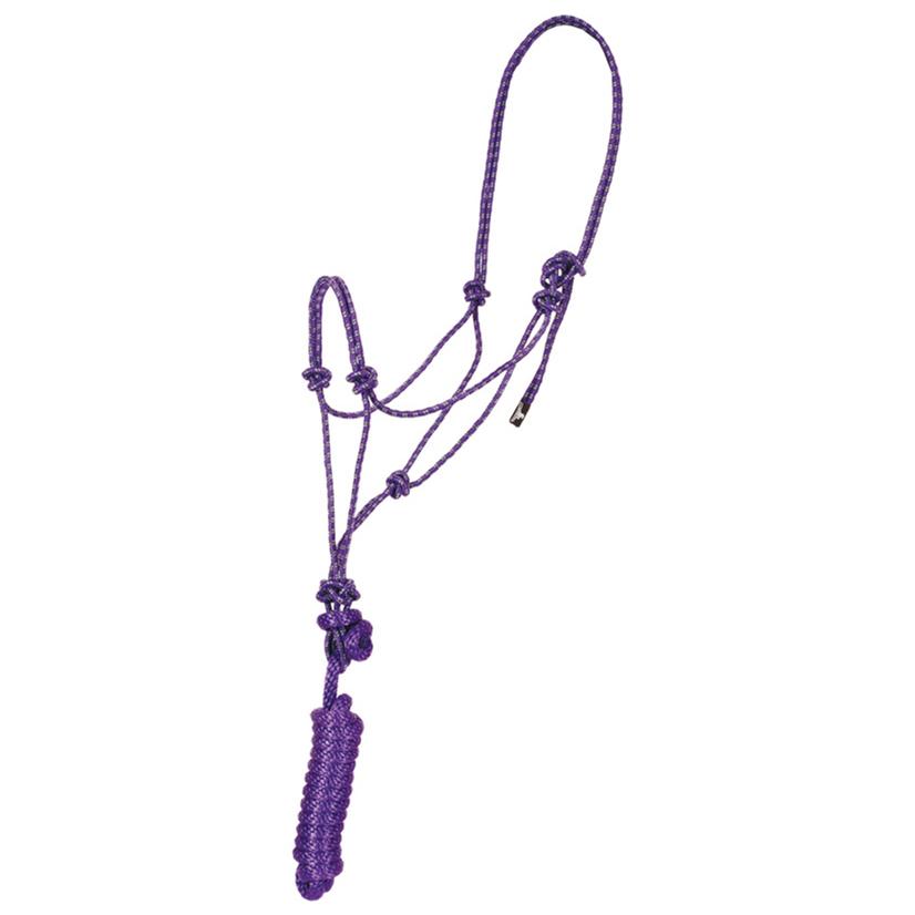 Mustang Economy Mountain Rope Halter with Lead PURPLE/LIME