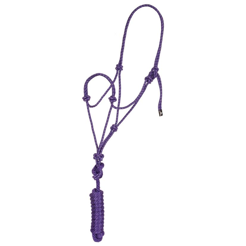 Mustang Economy Mountain Rope Halter with Lead PURPLE/WHITE