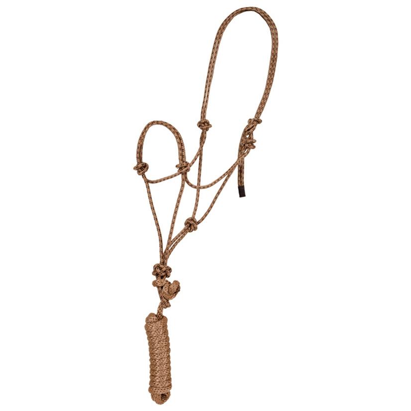 Mustang Economy Mountain Rope Halter with Lead TAN/BROWN