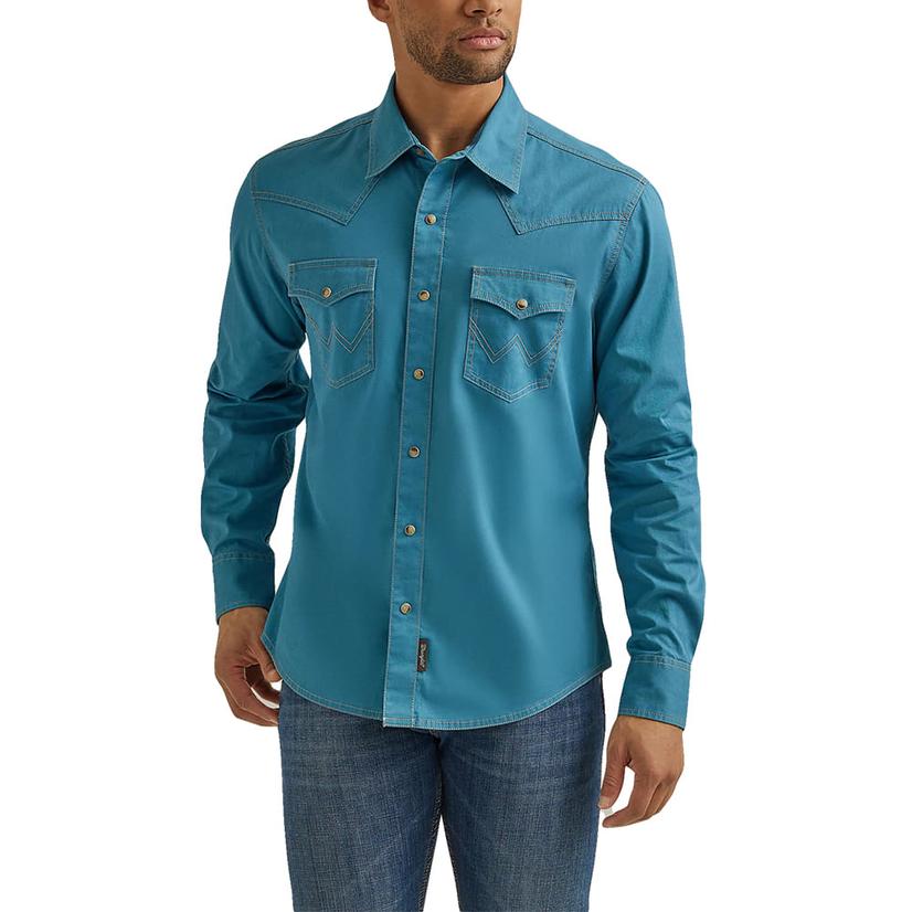  Wrangler Retro Premium Turquoise Long Sleeve Shirt