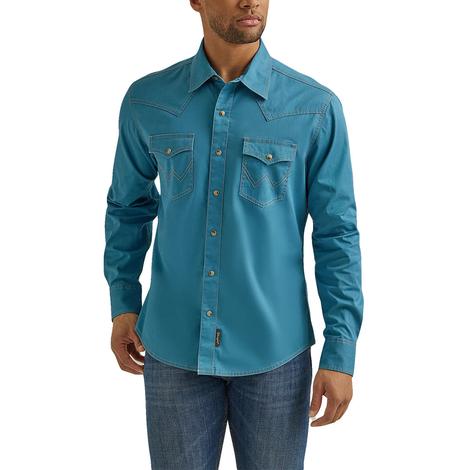 Wrangler Retro Premium Turquoise Long Sleeve Shirt