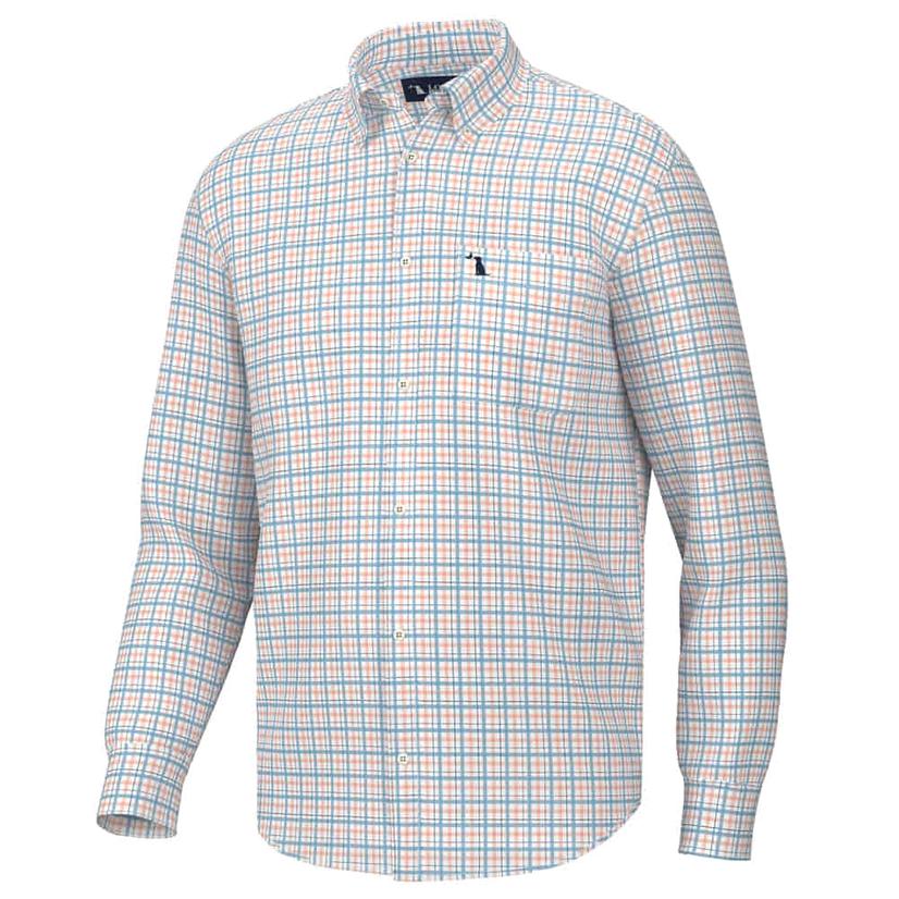  Local Boy Outfitter Sky Blue, Coral And Teal Taylor Long Sleeve Button- Down Men's Shirt