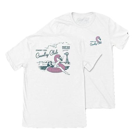 Cowboy Cool Country Club Short Sleeve Graphic Tee In White