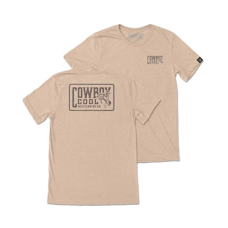 Cowboy Cool Roughrider Short Sleeve Graphic Tee In Heather Tan
