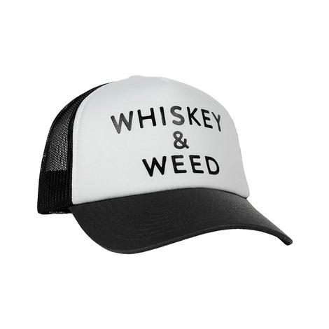 Cowboy Cool  Whiskey And Weed Graphic Cap In White