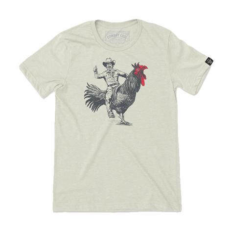 Cowboy Cool Rooster Roundup Graphic Short Sleeve Tee In Heather Oatmeal