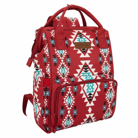 Wrangler Aztec Printed Callie Backpack In Burgundy