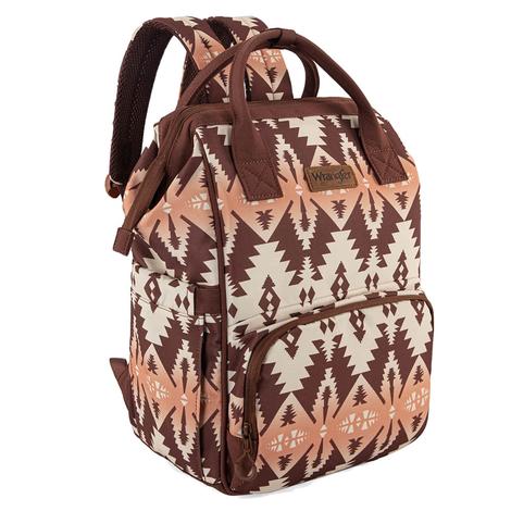 Wrangler Aztec Printed Callie Backpack In Brown
