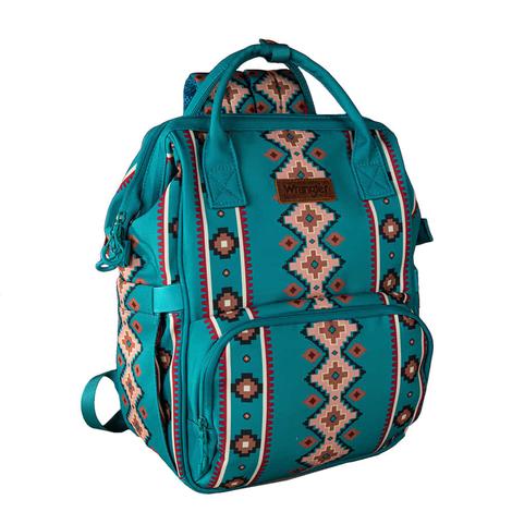 Wrangler Green Aztec Printed Callie Backpack/Diaper Bag