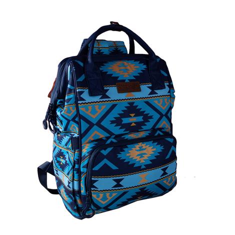 Wrangler Aztec Printed Callie Backpack/Diaper Bag In Navy