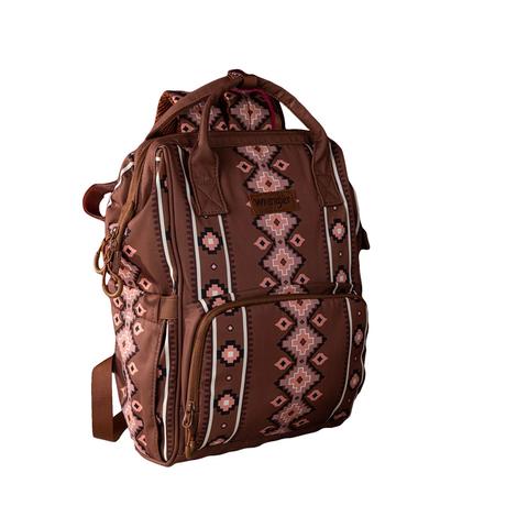 Wrangler Aztec Printed Callie Backpack/Diaper Bag In Camel