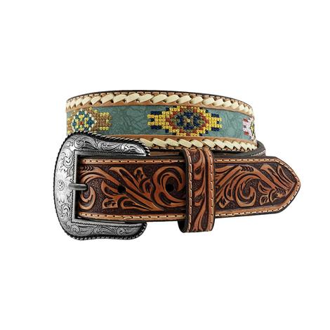 Roper Turquoise Inlay Atec Embroidery Men's Belt