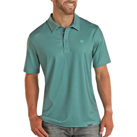Panhandle Turquoise Ditzy Dot Polo Men's Short Sleeve Shirt