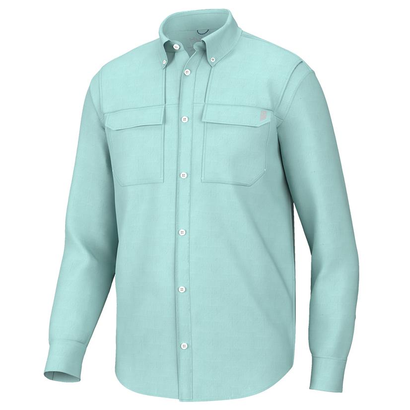  Huk Eggshell Blue Back Draft Long Sleeve Button- Down Men's Shirt