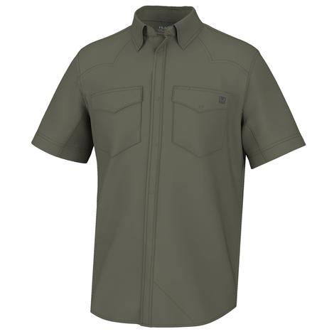 Huk Diamond Back Moss Short Sleeve Button-Down Men's Shirt