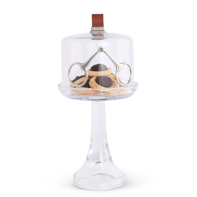  Vagabond House Glass Dome Stand With Leather Knob- Tall