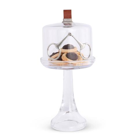 Vagabond House Glass Dome Stand With Leather Knob-Tall