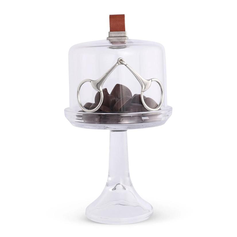  Vagabond House Glass Dome Stand With Leather Knob- Short