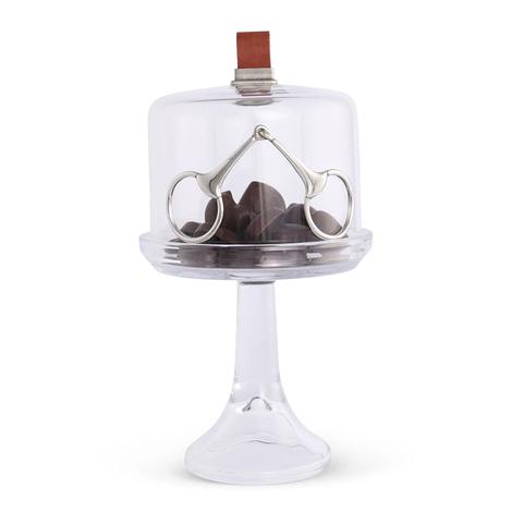 Vagabond House Glass Dome Stand With Leather Knob-Short