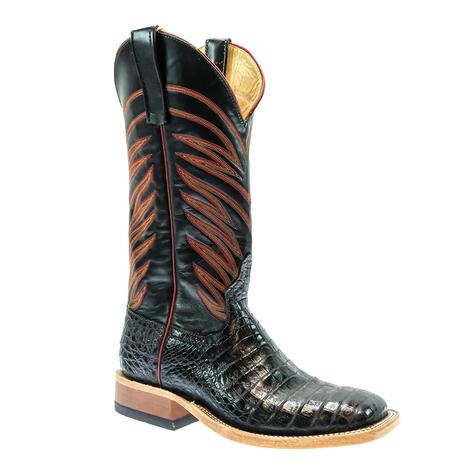 Anderson Bean Black Caiman Belly Men's Boots