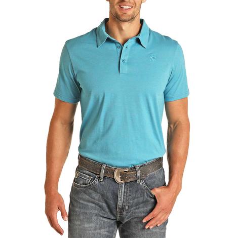 Rock & Roll Men's Bright Turquoise Striped Short Sleeve Shirt