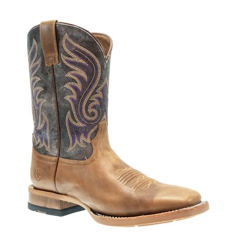 Ariat Cattle Call Rodeo Tan and Smokey Purple Square Toe Men's Boot 