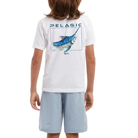Pelagic Premium Goione Marlin Graphic Youth Boy's Tee In White