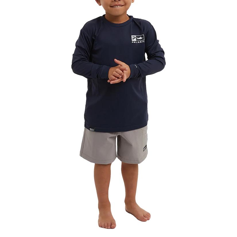  Pelagic Navy Goione Sailfish Aquatek Long Sleeve Toddler Shirt