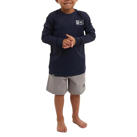 Pelagic Navy Goione Sailfish Aquatek Long Sleeve Toddler Shirt