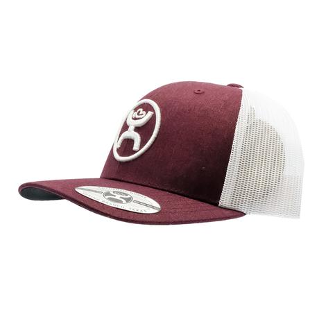 Hooey Maroon And White O Classic Mid Profile Curved Bill Cap