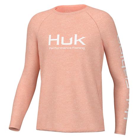 Huk Pursuit Long Sleeve Peach Nectar Boys Shirt