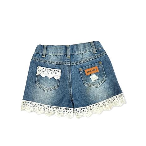 Shea Baby Girl's Denim Lace Shorts