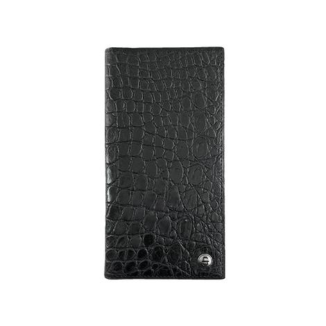 Stetson Black Top Grain Croco Embossed Leather Checkbook