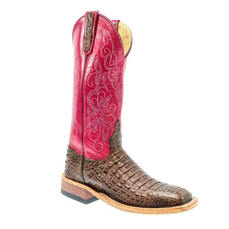 Anderson Bean Chocolate Lux Hornback Caiman Ladies Boots