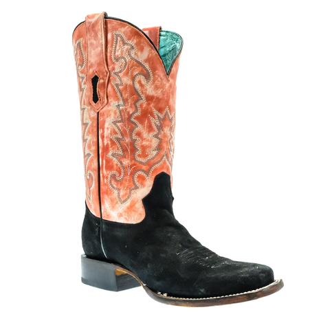 Corral Black and Coral Suede Embroidery Women's Boot
