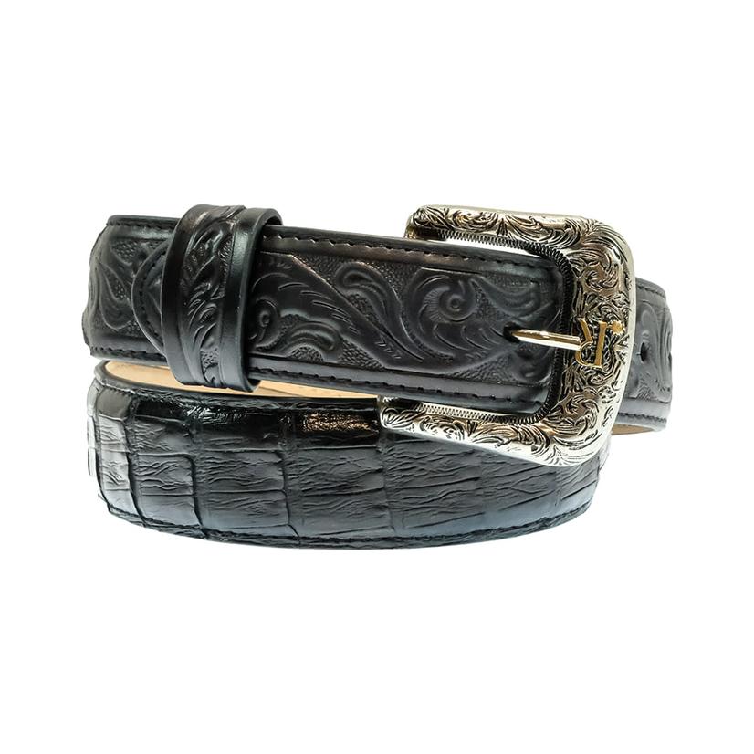  R.Watson Black Glazed Caiman Men's Belt
