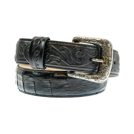 R. Watson Black Glazed Caiman Men's Belt