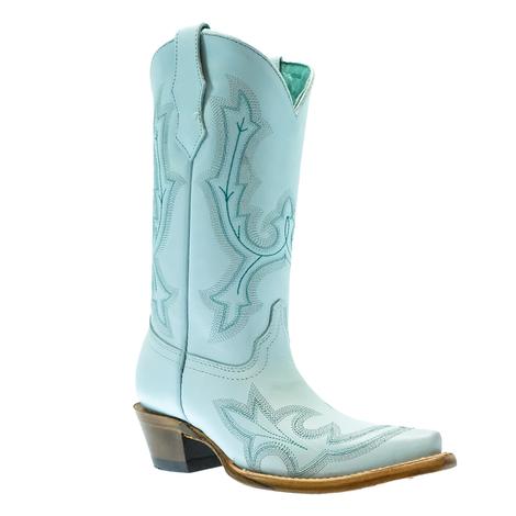 Corral Teen Girl's Blue Embroidery Boots