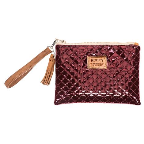 Hooey Rodeo Burgundy And Tan Quilted Arena Wristlet