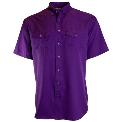 Hooey Men's Purple Short Sleeve Snap Sol Shirt