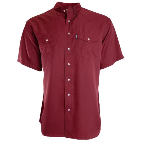 Hooey Men's Maroon Sol Short Sleeve Snap 3XL Shirt