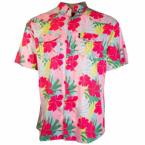 Hooey Boy's Palm Print Sol Short Sleeve Snap Shirt