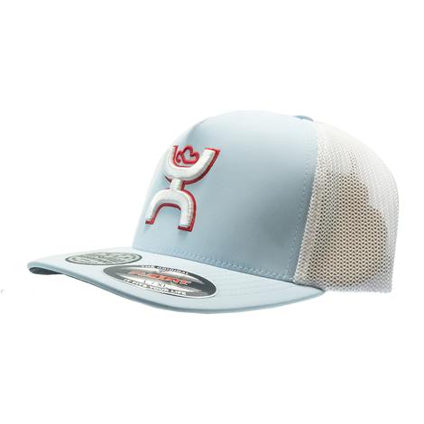Hooey Light Blue And White Mid Profile Curved Bill Cap