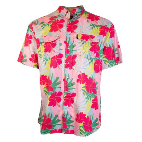 Hooey Men's Palm Print Sol Short Sleeve Snap 3XL Shirt